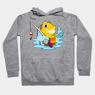 Fish with Fishing rod in Water Hoodie